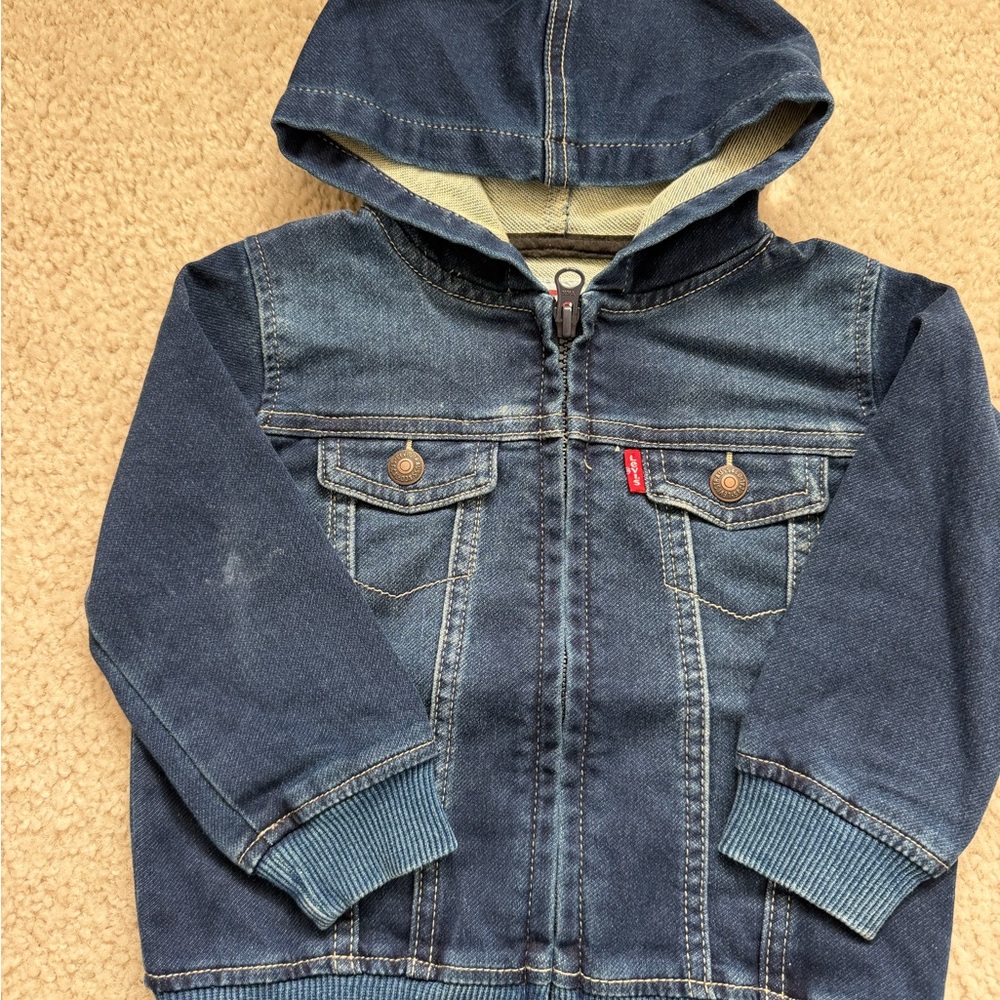Kids Blue Denim Hooded Jacket